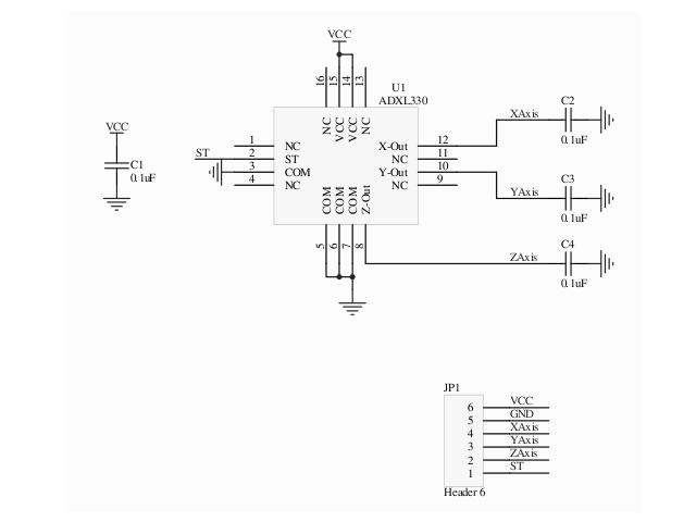 Schematic for ADXL3XX breakout board